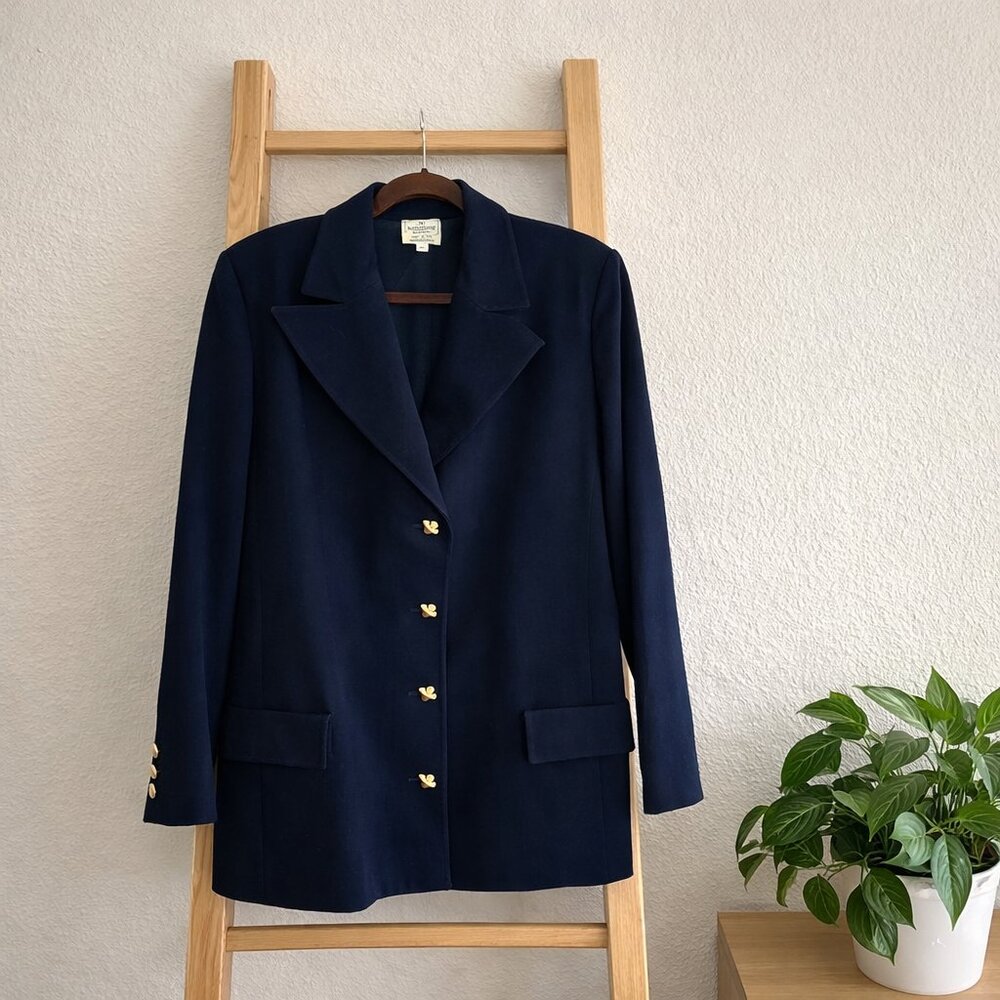 Valentino Boutique Navy Italian Tailored Blazer — Gold Buttons — Women’s 12